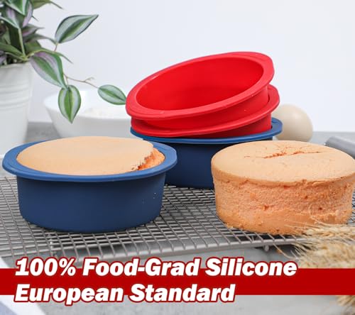 Webake 5 inch Cake Pan for Baking Nonstick Round Cake Pans, LFGB Platinum Silicon Air Fryer Baking Pan Set of 4 - size: 5 Inch