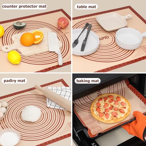 Sapid Thick Silicone Pastry Mat Baking Dough Rolling Extra Large 20" x 28" - color: Red, size: 28"L x 20"W