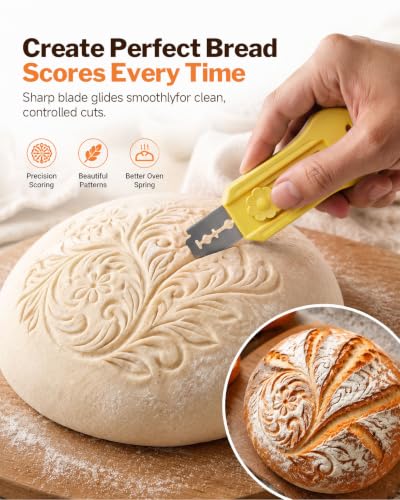 Upgraded Bread Lame, Magnetic & Extractable Sourdough Scorering Tool - color: Yellow