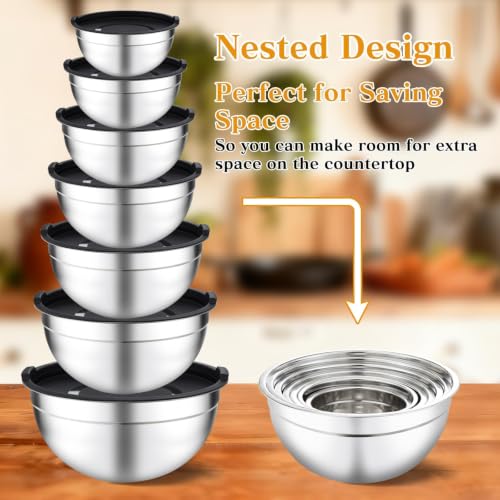 Unokit Mixing Bowls with Lids Set - 16 Pcs - size: Non-Silicone base 16P