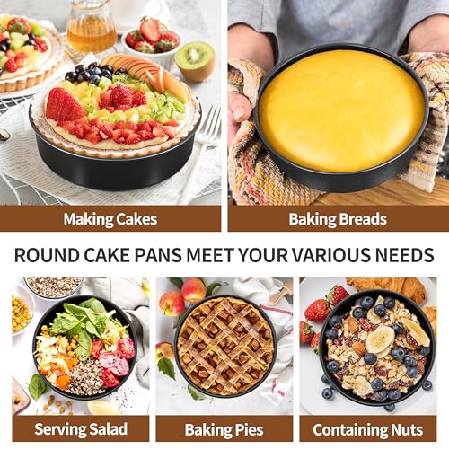 P&P CHEF 7 Inch Cake Pan Set, Round Baking Cake Pans, Black & 2 Pcs - color: Black, size: 7 Inch