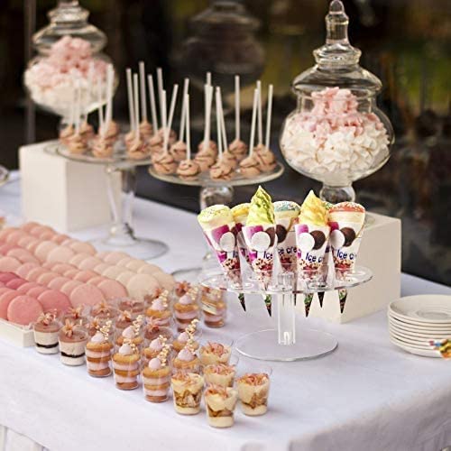 2 Pack Ice Cream Cone Holder Stand with 16 Holes, Ice Cream Cone Display Stand Holder, Cupcake Stand, Clear Acrylic Cone Display Stand Weddings Baby Showers Birthday Parties Anniversaries Christmas - size: 16-Holes