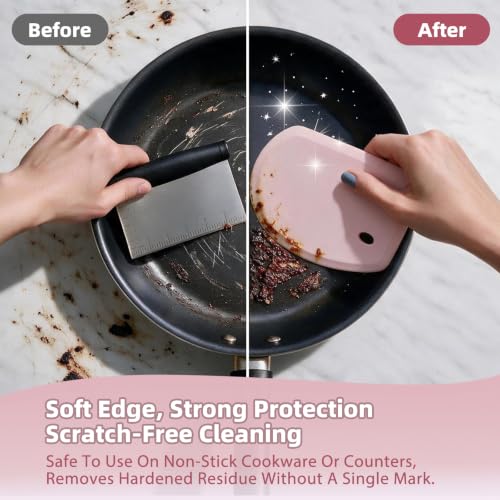 Flexible Dough Scraper with Metal Core: Silicone Bowl Scraper Bread Baking - color: Pink