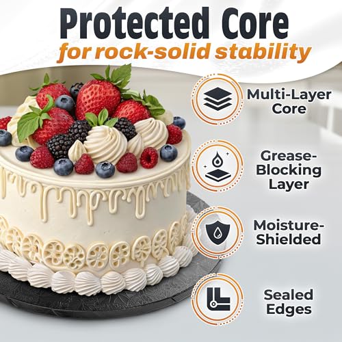 Black Cake Board 14 Inch, Round Cake Drum, 1/2 Inch Thick Cardboard - color: Black, size: 14"