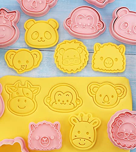 8pcs Cute Animals Cookie Cutters,Plastic Panda Cookie Stamps (Animals B) - color: Animals B