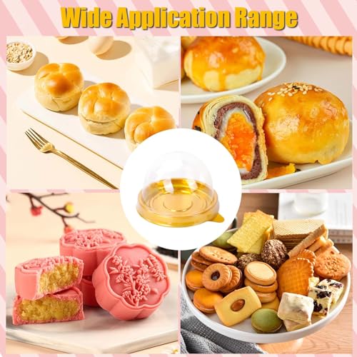 100Pcs Mini Cupcake Containers with Dome Lids and Stickers