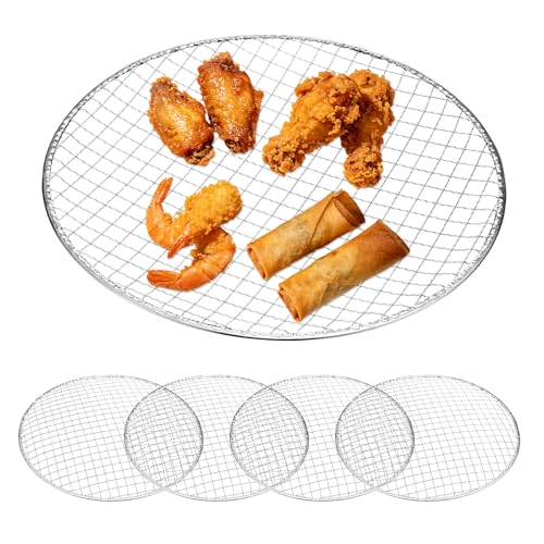 M METERXITY 5 Pack Disposable Grill Toppers, Round 11.61 Inch Galvanized Grill Grates, Disposable Roasting Racks Replacement for Outdoor, BBQ, Camping, Picnics - size: 11.61''