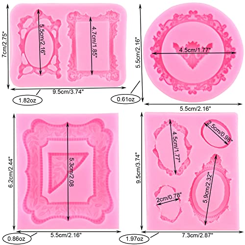 Mujiang Picture Frames Silicone Mold Photo Frame Fondant Molds Set Of 4 - color: Style C