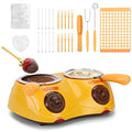 Outamateur Chocolate Melting Pot Electric Chocolate Fondue Mini Fondue Candy Maker with Double Melting Pot for Milk Chocolate,Cheese,Butter,Candy - color: Yellow