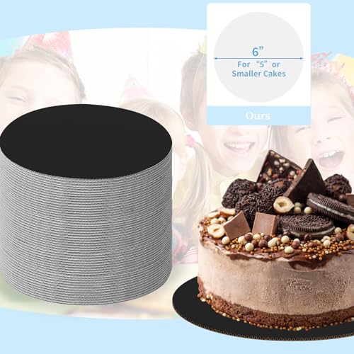 JCD 40 Packs Black Cake Boards Round,6inch Circles Rounds Base Food-Grade Cardboard,6 Inch Cake Plate（Thinner But Stronger(Black, 6inch/40Pcs) - color: Black, size: 6inch/40Pcs