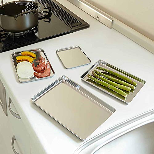 TeamFar Baking Sheet Set of 4, Stainless Steel Baking Pan Cookie Sheet