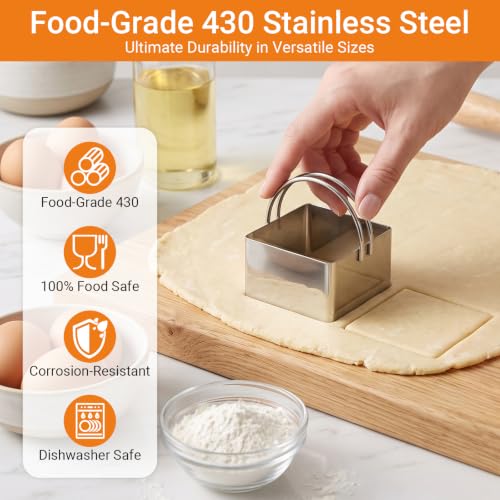 Mini Flan Egg Tart Cutter Set, 5-Piece 430 Stainless Steel with Handles