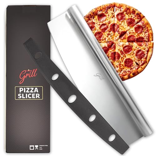 Hans Grill Pizza Cutter Rocker Blade, 14 Inch Stainless Steel