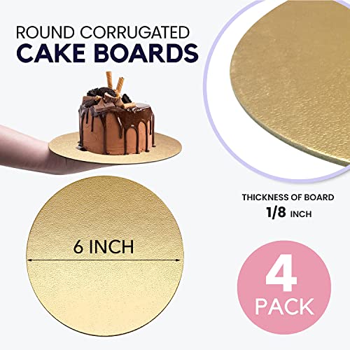 Goiio 4 Pack Cake Boards Golden Round Cake Circles - color: Gold