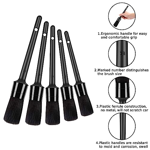 HMPLL 10pcs Detailing Brush Set, Multi-Purpose Car Detailing Brushes - color: black-10pcs