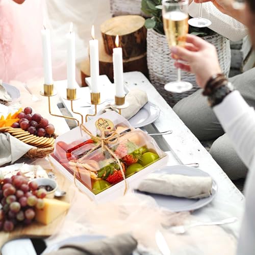 50 Pack 5in Small Charcuterie Boxes with Clear Lids, Mini Paper Containers - color: White
