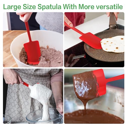 Large Silicone Spatula Wide Edge Rubber Spatula Scraper for Baking, Heat Resistant 600 ℉ Kitchen Big Spatulas for Baking Cooking, Mixing.