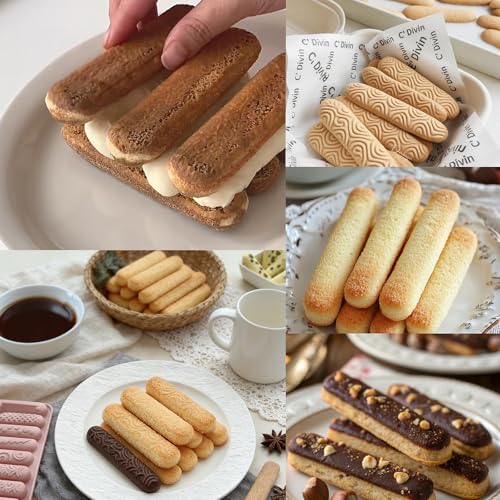 2 PCS Finger Biscuit Silicone Chocolate Molds 16 Cavities Cereal Bars Baking Mould, Non-stick Chocolate Bar Mold, for Cnady, Eclair, Bread, Muffin, Soap, Resin, crayon DIY Crafts