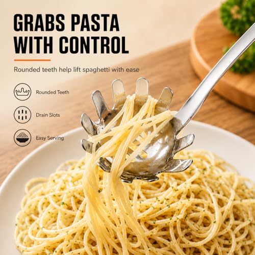 Stainless Steel Pasta Spoon, Spaghetti Server, Pasta Fork, Silver - color: B-Silver Pasta
