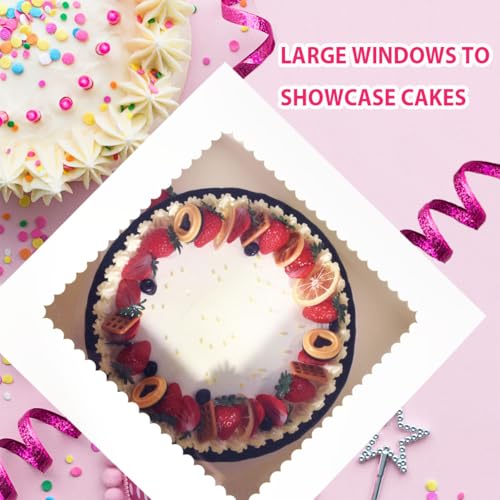 JJO Cake Boxes with Window 14x14x6 Inch 10 Pack,Wedding Cake Boxes