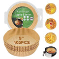 Air Fryer Liners Disposable Paper,100Pcs Parchment Paper Liners,Non Stick Airfryer Paper Liners,Food Grade Air Fryer Accessories WaterProof OilProof for Microwave Oven Steamer 9inch Square - size: 9" Round