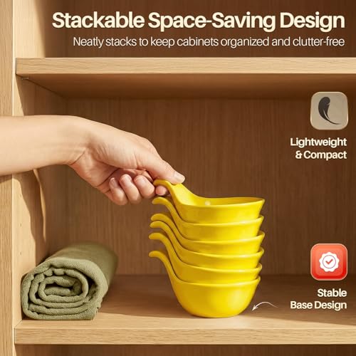 Flexzion Small Dipping Bowls with Handles, Ceramic Yellow, 3 oz, 6-Pack - color: Yellow