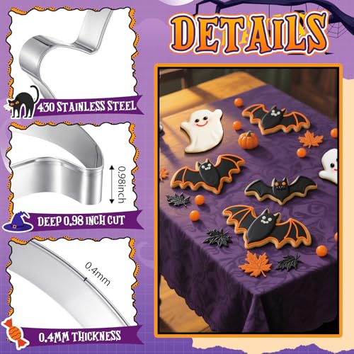 Teenyyou 2 Pcs Extra Large 8" Halloween Cookie Cutters, Ghost & Bat Pattern - style: Ghost and Bat