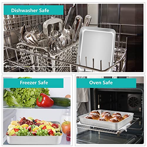 TeamFar Lasagna Pan, 12.3" x9.75" x2" Stainless Steel Rectangular Cake Pan - color: Silver, size: 12 Inch