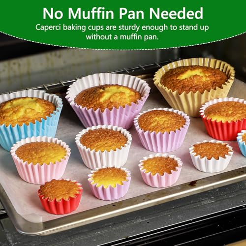 Caperci Heavy Duty Red Cupcake Liners Standard Muffin Baking Cups 150pcs - color: Red