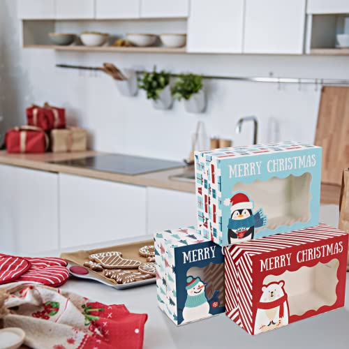 Christmas Cookie Boxes - 12 Pack - Assorted Bakery Gift Boxes with Window - color: Christmas Characters