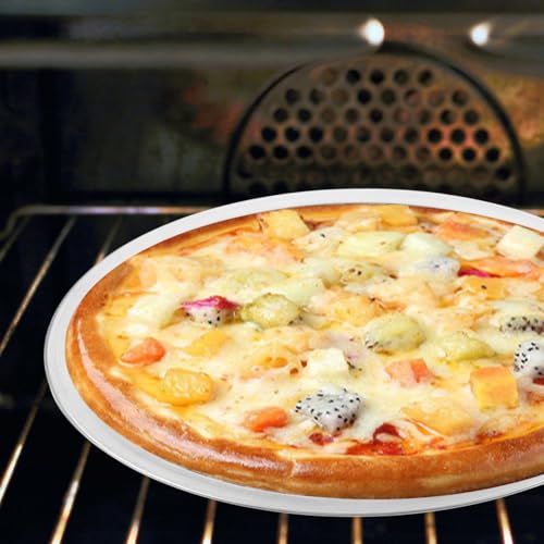 Amosfun 8 inch Round Perforated Stainless Steel Pizza Pan for Oven - size: 20X20X0.5CM