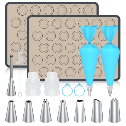 Macaron Silicone Baking Gray Mats, 17 Pcs Macaron Baking Kits - color: Gray