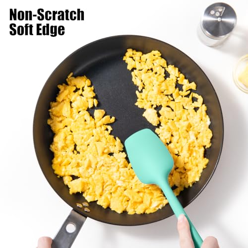 Doosu 600°F Heat Resistant Silicone Spatula Scrapers (Set of 4, Aqua Sky) - color: Aqua Sky, size: Set of 4