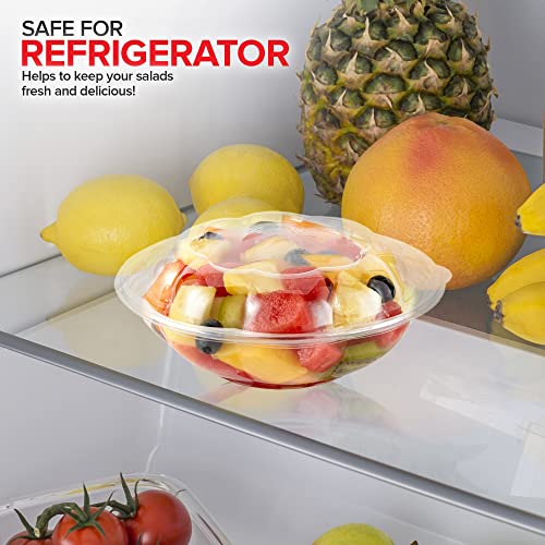 Stock Your Home 18oz Clear Plastic Salad Bowls with Lids Disposable (50 Pack) Mini Takeout Container with Snap on Lid for Fruit Salads, Quinoa, Lunch and Meal Prep, Acai Bowl, To-Go Party Containers - size: 18oz