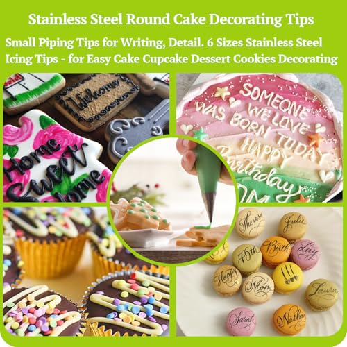 Suuker Round Piping Tips Set, 6-Piece Cake Decorating Tips