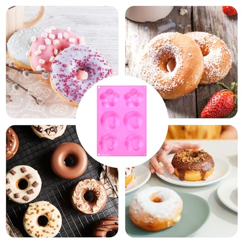 3 Pack Silicone Donut Pan for Baking,Non-Stick Doughnut Pan with 6 Indentations，Dishwasher Safe, Heat Resistant and Microwave Safe