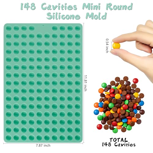 148 Cavities Mini Round Silicone Mold,Mini Silicone Dog Treat Mold,2Pcs Non-Stick Semi Sphere Chocolate Chip Mold for Baking and Freezing Chocolate,Gummy,Dog Treat Snack,Cookie - color: 148 mini round shaped