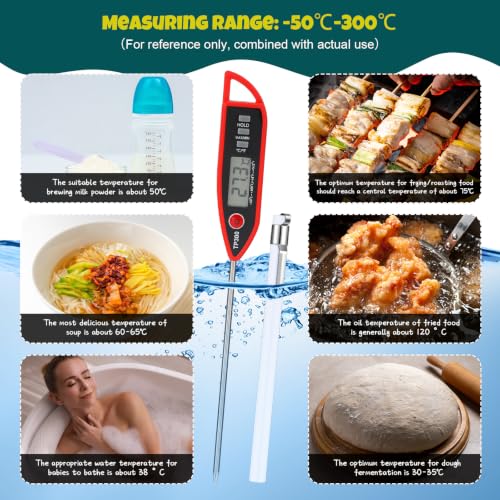 Copkim 6 Set Digital Food Thermometer Long Probe Instant,Black, White, Red - color: Black,White,Red