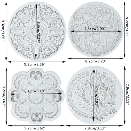 Lingzhi Baroque Style Curlicues Scroll Lace Fondant Silicone Mold Set of 4 - color: Style B