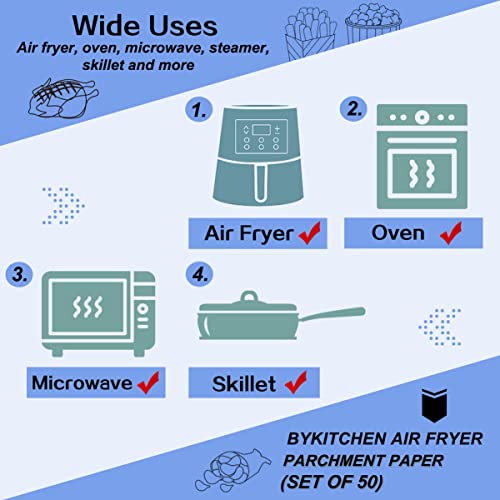 BYKITCHEN 10 Inch Large Square Air Fryer Liners for 7-12QT XL Airfryer - size: Square-10in (7 to 10+QT)