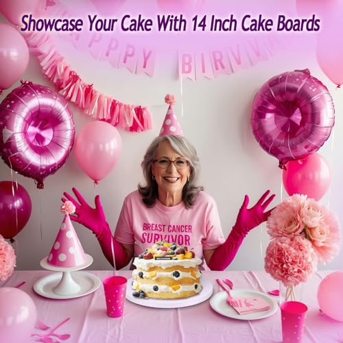 14 Inch Cakeboard 12 Pack, 1/2 Inch Thick Round Cake Boards, Bend Resistant & Sturdy White Cake Cardboard for Presenting Heavy/Tall Tiered Cakes, Base Para Pastel - size: 14 inch