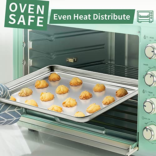 Baking Sheets Set of 2, HKJ Chef Cookie Sheets 2 Pieces Stainless Steel Baking Pans & Toaster Oven Tray Pans, Rectangle Size 20L x 14W x 1H inch & Non Toxic & Healthy & Easy Clean - size: 20inch