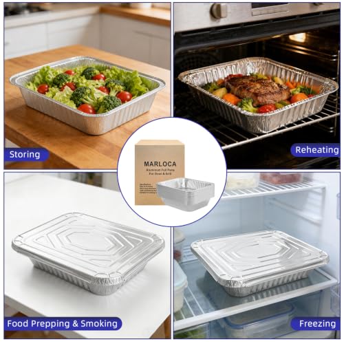MARLCOA 9x13 Aluminum Pans with Lids (25 Pack) - Disposable Foil Half Pans - size: 25 Pack with Lids
