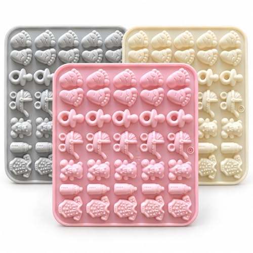3Pcs Chocolate Mold - Onesie Pacifier Silicone Mold, Bite Size Chocolate Candy Molds for Cake Cupcake Decoration - color: Baby Shower Molds