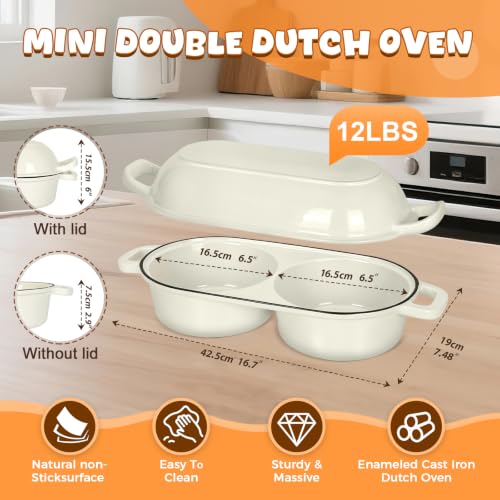 Double Dutch Oven for Sourdough Bread Baking, 2.6QT (White) - color: White