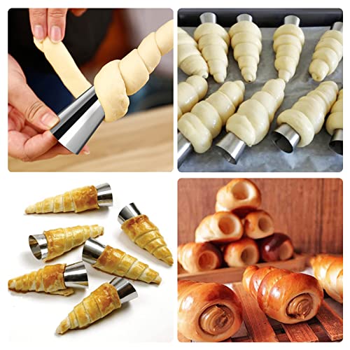 Tinfol 20 Pack 4.7Inch Cream Horn Molds, Baking Cones Cream Horn Forms, Stainless Steel Cannoli Tubes Ice Cream Mold, Standing Cone Shap - size: 4.7inch