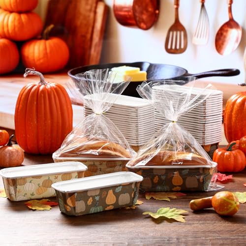 Hushee 50 Set Fall Paper Mini Loaf Pan Disposable, Beige Pumpkin - style: Pumpkin
