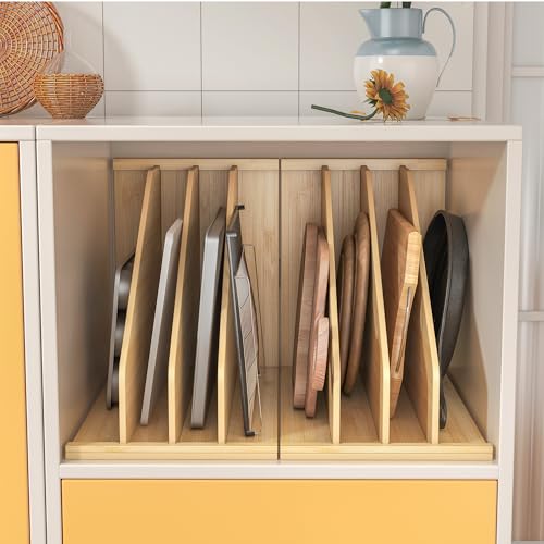 tonchean Wood Tray Dividers for Cabinet with 3 Sections