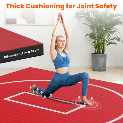 Rollable Wrestling Mat, 1.2" XPE Foam Mats for BJJ Jiu Jitsu & Judo - color: Red, size: 8'x8'