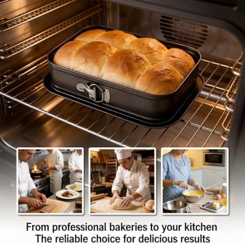 2 Pack 14 x 9 Deep Springform Pans, Rectangle Pans with Removable Bottom